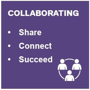 Graphic highlighting Collaborating with the words Share, Connect and Succeed.