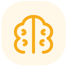 Orange brain icon representing critical thinking.